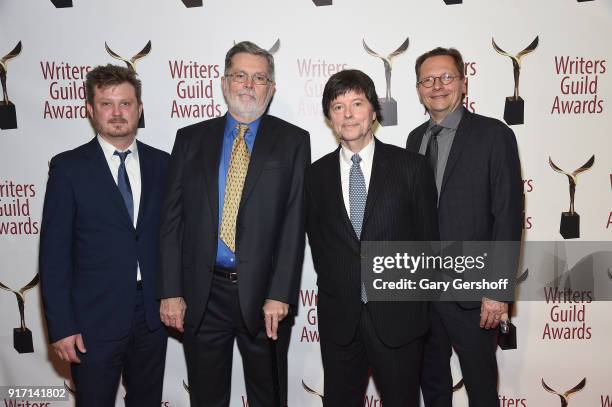 President, Writers Guild of America, East, Beau Willimon, event honoree Geoffrey C. Ward, Ken Burns and Executive Director of Writers Guild of...