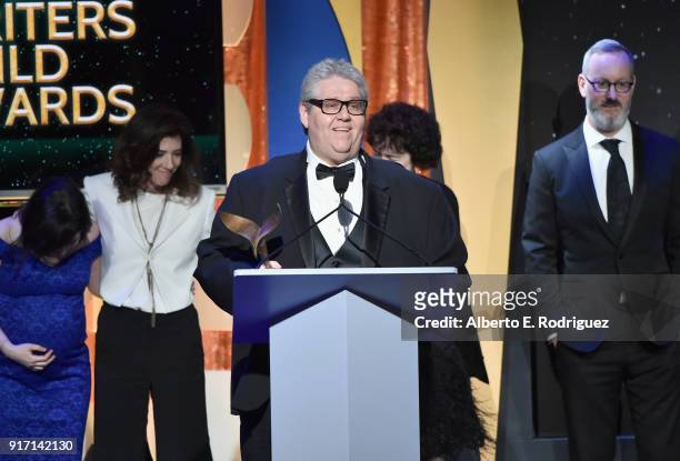 Writer-producer David Mandel and the writers of 'Veep' accept the Comedy Series award onstage during the 2018 Writers Guild Awards L.A. Ceremony at...