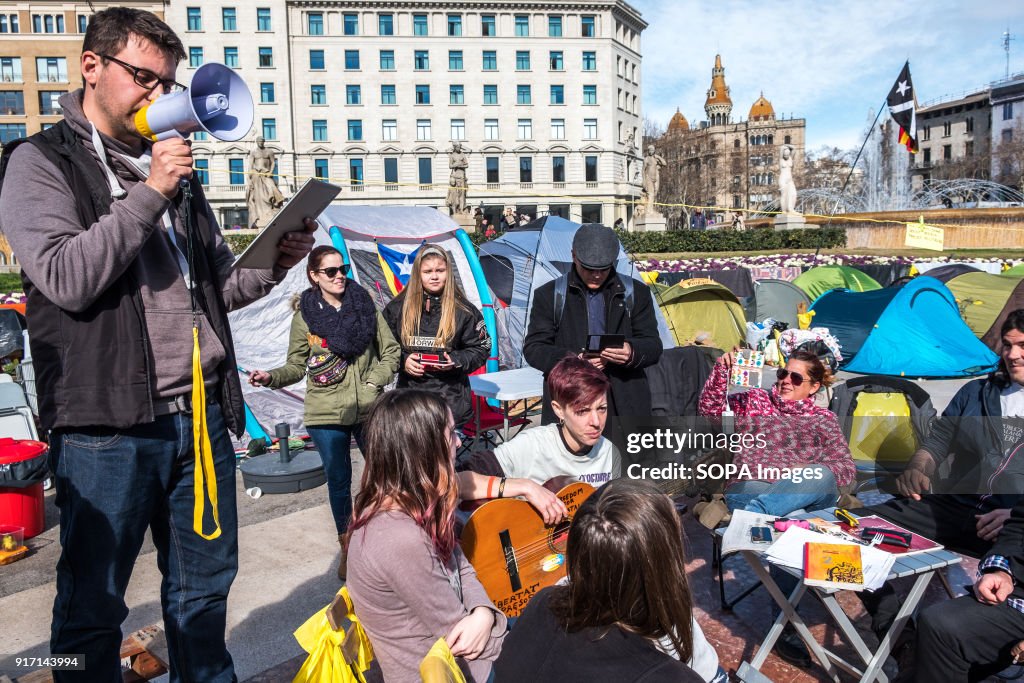 A young pro independence group convenes a meeting to discuss...