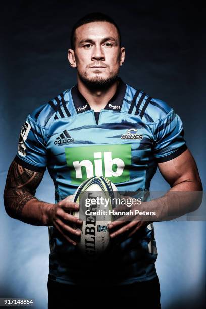 Sonny Bill Williams poses during the Blues Super Rugby headshots session at Blues HQ on February 12, 2018 in Auckland, New Zealand.