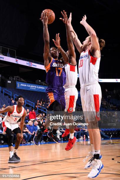 Archie Goodwin of the Northern Arizona Suns shoots the ball against the Agua Caliente Clippers of Ontario on February 11, 2018 at Citizens Business...