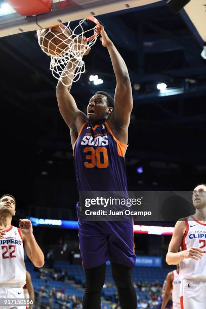 Lavoy Allen of the Northern Arizona Suns shoots the ball against the Agua Caliente Clippers of Ontario on February 11, 2018 at Citizens Business Bank...