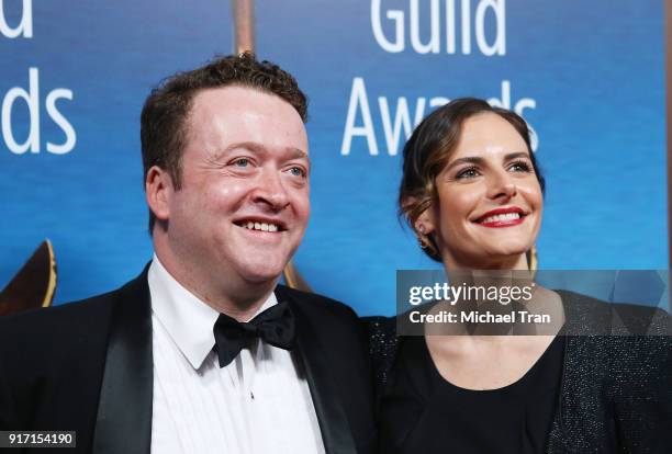 Neil Casey and Meredith Casey arrive to the 2018 Writers Guild Awards L.A. Ceremony held at The Beverly Hilton Hotel on February 11, 2018 in Beverly...