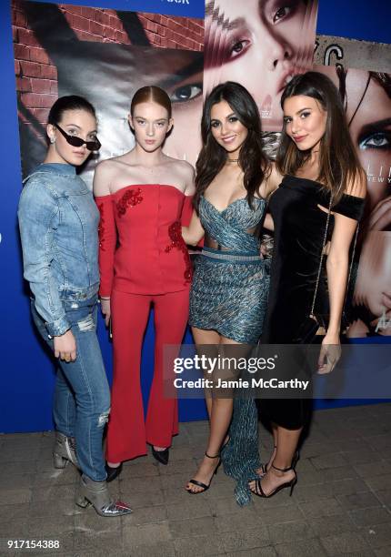 Camren Bicondova, Larsen Thompson, Victoria Justice, and Madison Reed attend the Maybelline New York x V Magazine Party at the Nomo Soho Hotel on...