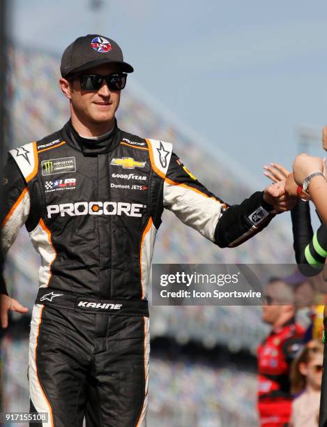 Kasey Kahne Leaving Family Racing Procore Chevrolet Camaro during the Advance Auto Parts Clash at Daytona on Sunday February 11, 2018 at Daytona...