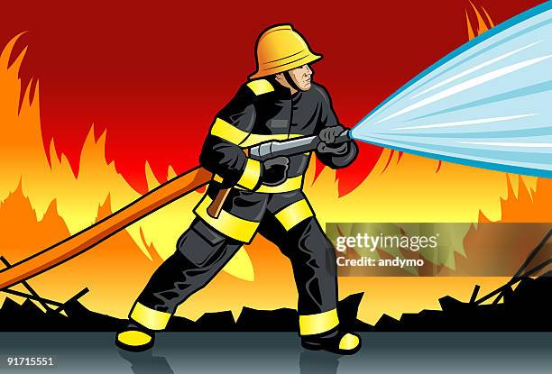 stockillustraties, clipart, cartoons en iconen met fire fighter - brandstichting