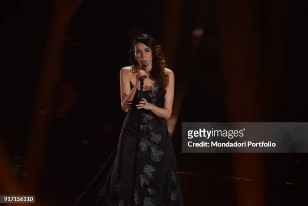 Italian singer Nina Zilli performs on the Ariston stage during the 68th Festival di Sanremo. Sanremo, February 7th 2018