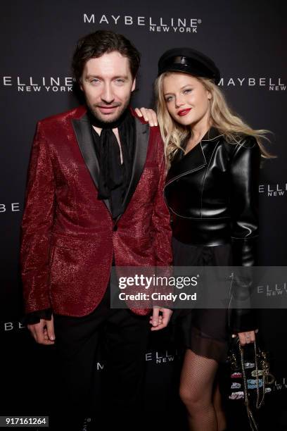 Yuri Stolyarov and spokesmodel Maria Ivakova attend the Maybelline New York x V Magazine Party at the Nomo Soho Hotel on February 11, 2018 in New...