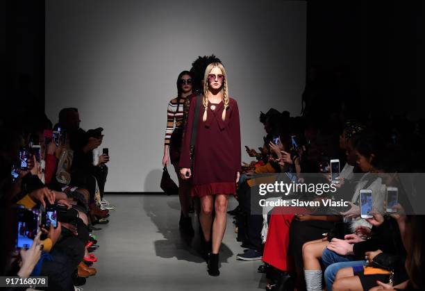 Models walk the runway at Negris LeBrum fashion show during February 2018 New York Fashion Week on February 11, 2018 in New York City.