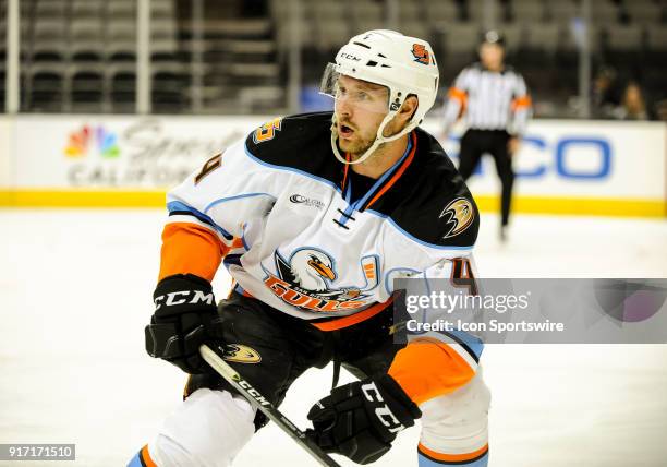 San Diego Gulls defenseman Keaton Thompson during the regular season game between the San Jose Barracuda and the San Diego Gulls on February 11, 2018...