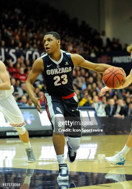 Gonzaga Bulldogs guard Zach Norvell Jr. Looks to pass inside the key in the first half during the regular season game between the St. Mary's Gaels...