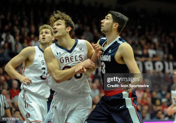 St. Mary's Gaels guard Tanner Krebs fights off his defender in the first half during the regular season game between the St. Mary's Gaels and the...