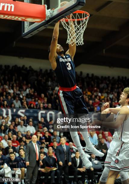 Gonzaga Bulldogs forward Johnathan Williams dunks the ball in the first half during the regular season game between the St. Mary's Gaels and the...