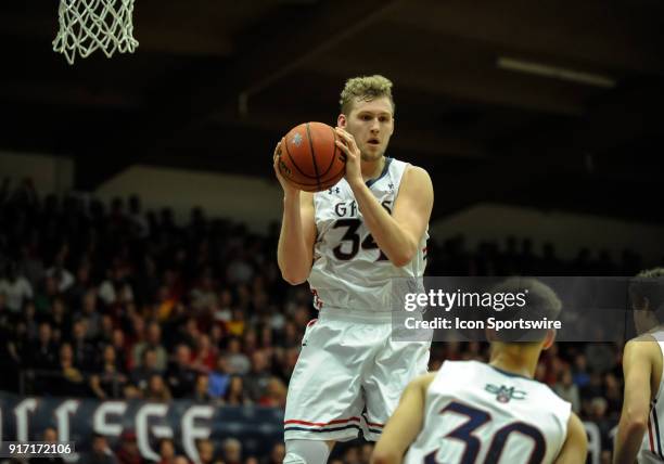 St. Mary's Gaels center Jock Landale comes up with a rebound in the second half during the regular season game between the St. Mary's Gaels and the...