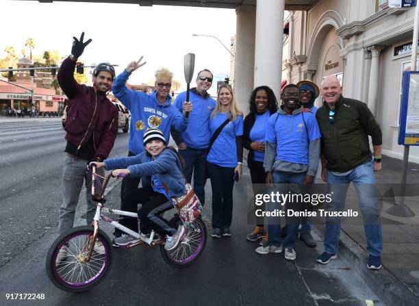 Professional BMX rider Ricardo Laguna, Murray Sawchuck, Hannah Fitzgerald, Karon McCorley and Chet Buchanan during Candlelighters Childhood Cancer...