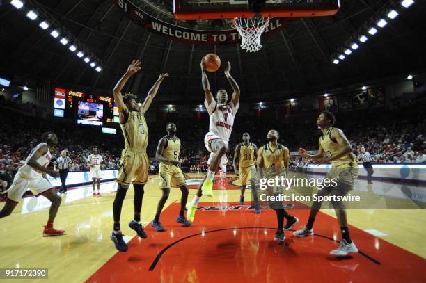 Western Kentucky Hilltoppers guard Lamonte Bearden drives down the lane during the second half between the Florida International Golden Panthers and...