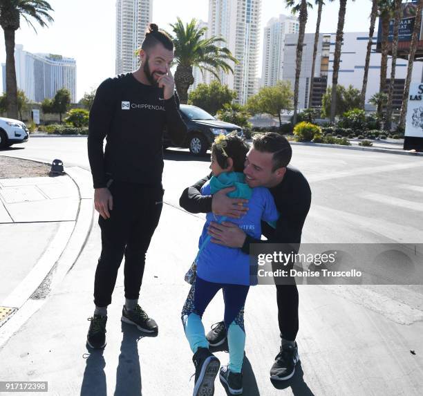 Chippendales Ryan Worley and Ryan Kelsey with Candlelighter child Abigail Coeto Juarez during Candlelighters Childhood Cancer Foundation Of Nevada's...