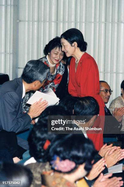 Empress Michiko attends a charity concert on December 2, 1991 in Tokyo, Japan.