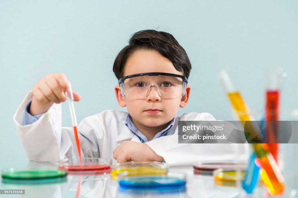 Little scientist in laboratory