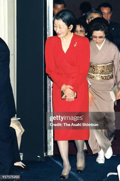 Empress Michiko attends a charity concert on December 2, 1991 in Tokyo, Japan.