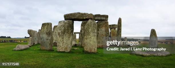 panoramic of stonehenge (close view) - neolithic stock pictures, royalty-free photos & images
