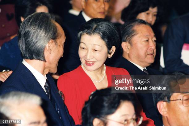 Empress Michiko attends a charity concert on December 2, 1991 in Tokyo, Japan.