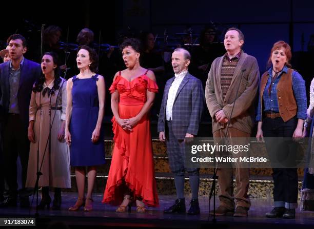 Tam Mutu, Alexandra Socha, Bebe Neuwirth, Vanessa Williams, Joel Grey, Bob Martin and Carolee Carmello during the final performance curtain call for...