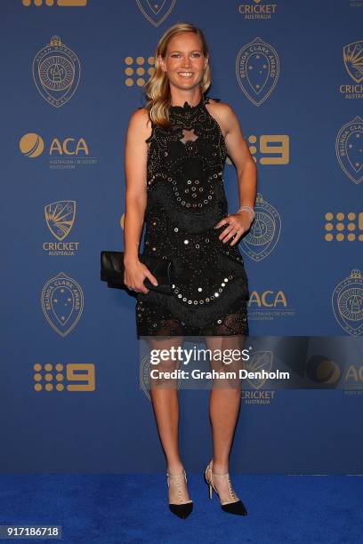 Meg Lanning arrives at the 2018 Allan Border Medal at Crown Palladium on February 12, 2018 in Melbourne, Australia.