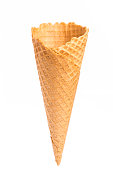 single empty ice cream cone isolated on white background