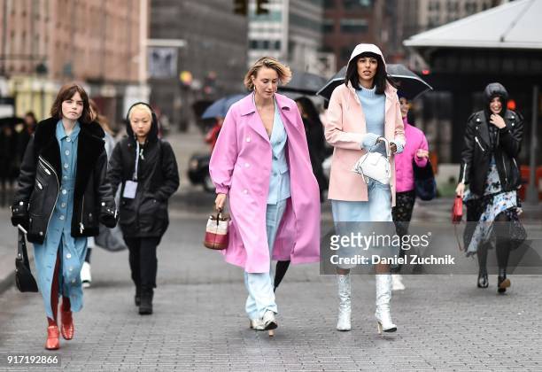 Rebecca Laurey and Babba Canales Rivera are seen outside the Tibi show during New York Fashion Week: Women's A/W 2018 on February 11, 2018 in New...