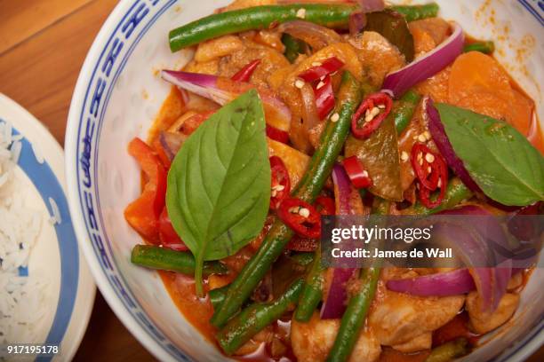 thai style red chicken curry - james curry stock pictures, royalty-free photos & images