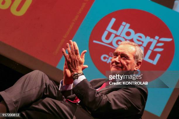 Pietro Grasso, President of Liberi e Uguali, leftist party, attends a meeting during the Italian General Elections campaign.