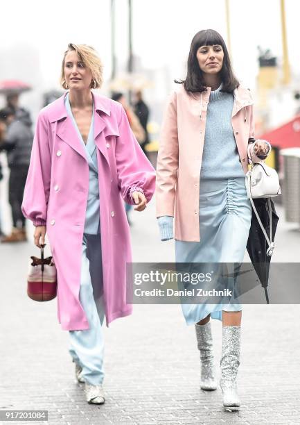 Rebecca Laurey and Babba Canales Rivera are seen outside the Tibi show during New York Fashion Week: Women's A/W 2018 on February 11, 2018 in New...