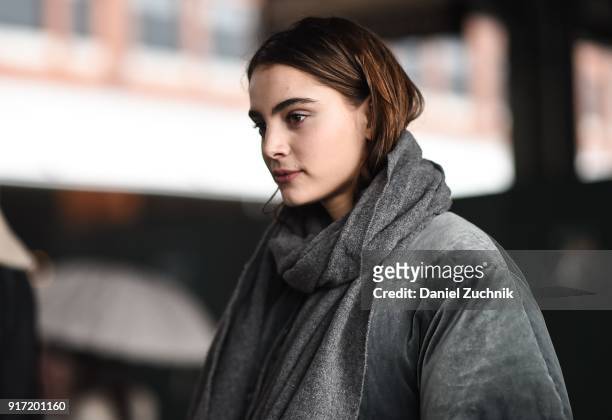 Models are seen outside the Tibi show during New York Fashion Week: Women's A/W 2018 on February 11, 2018 in New York City.