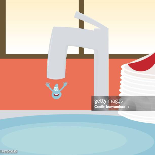 illustrazioni stock, clip art, cartoni animati e icone di tendenza di entra nel gioco - water sink fun