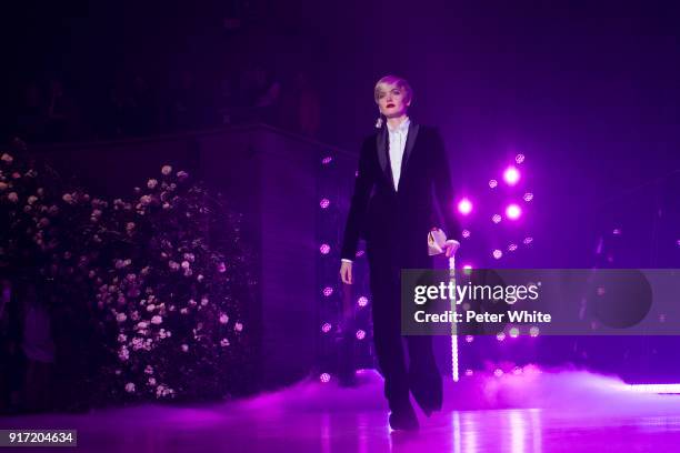 Model Ruth Bell walks the runway at Brandon Maxwell Fall Winter 2018 Collection during New York Fashion Week at Appel Room on February 11, 2018 in...