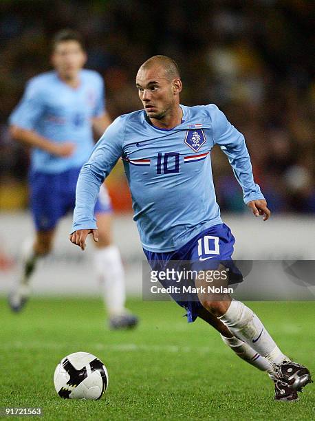 Wesley Sneijder of the Netherlands in action during the International friendly football match between Australia and the Netherlands at Sydney...