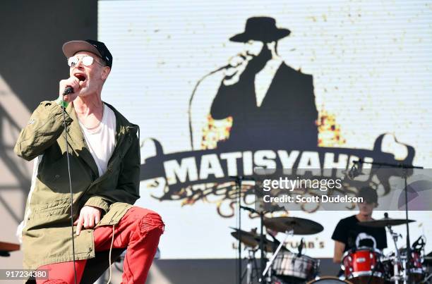 Singer Matisyahu performs onstage during day 2 of the One Love Cali Festival at The Queen Mary on February 11, 2018 in Long Beach, California.