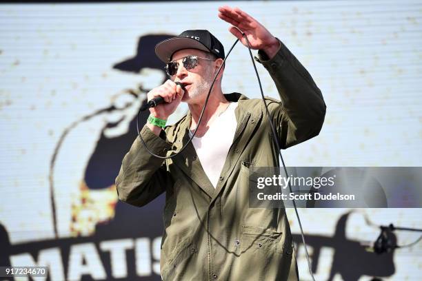 Singer Matisyahu performs onstage during day 2 of the One Love Cali Festival at The Queen Mary on February 11, 2018 in Long Beach, California.