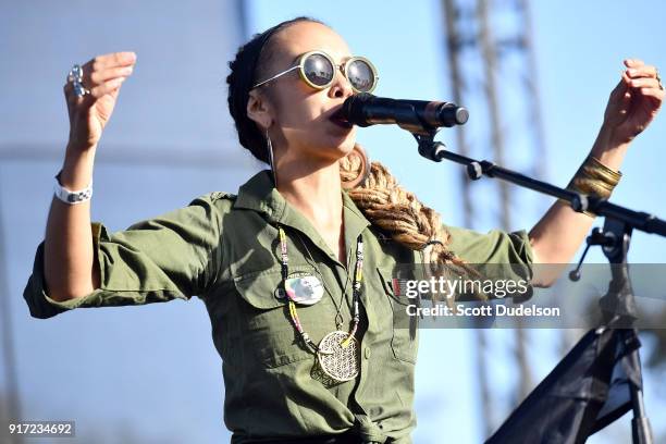 Singer Nattali Rize performs onstage during day 2 of the One Love Cali Festival at The Queen Mary on February 11, 2018 in Long Beach, California.