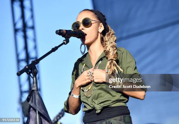 Singer Nattali Rize performs onstage during day 2 of the One Love Cali Festival at The Queen Mary on February 11, 2018 in Long Beach, California.