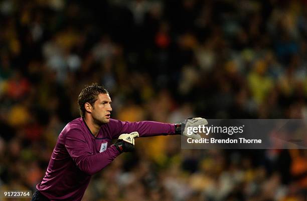 Maarten Stekelenburg of the Netherlands gestures during the international friendly match between Australia and the Netherlands at Sydney Football...