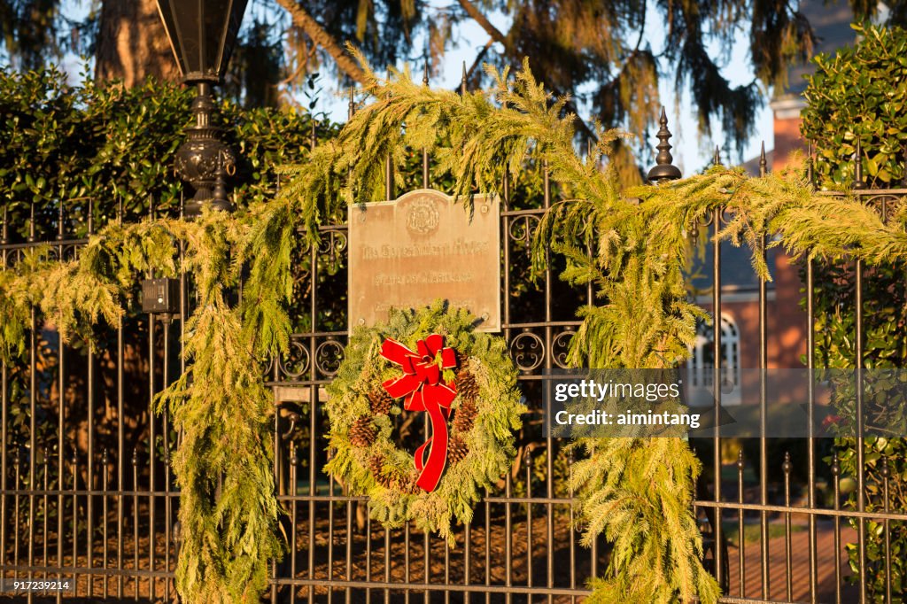 Decorazione natalizia alla Porta della Casa del Governatore ad Annapolis