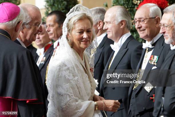 King Albert II and Queen Paola of Belgium arrive at the Vatican for a meeting with Pope Benedict XVI on October 10, 2009 in Vatican City, Vatican.