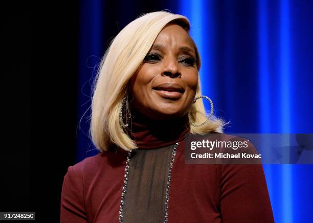 Mary J. Blige appears onstage before receiving the Virtuosos Award at The Santa Barbara International Film Festival on February 3, 2018 in Santa...