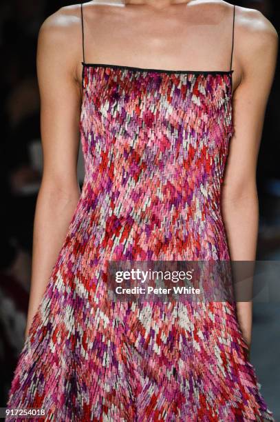 Model, fashion detail, walks the runway during the Prabal Gurung fashion show during New York Fashion Week at Gallery I at Spring Studios on February...