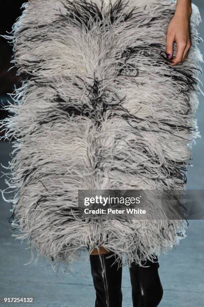 Model, fashion detail, walks the runway during the Prabal Gurung fashion show during New York Fashion Week at Gallery I at Spring Studios on February...