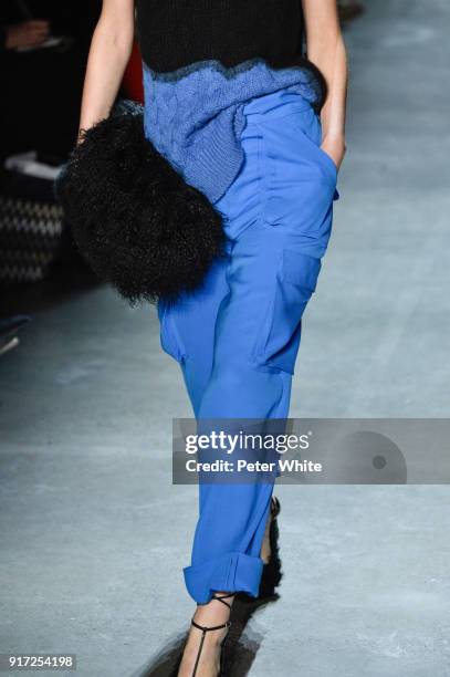 Model, fashion detail, walks the runway during the Prabal Gurung fashion show during New York Fashion Week at Gallery I at Spring Studios on February...