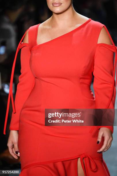 Model, fashion detail, walks the runway during the Prabal Gurung fashion show during New York Fashion Week at Gallery I at Spring Studios on February...