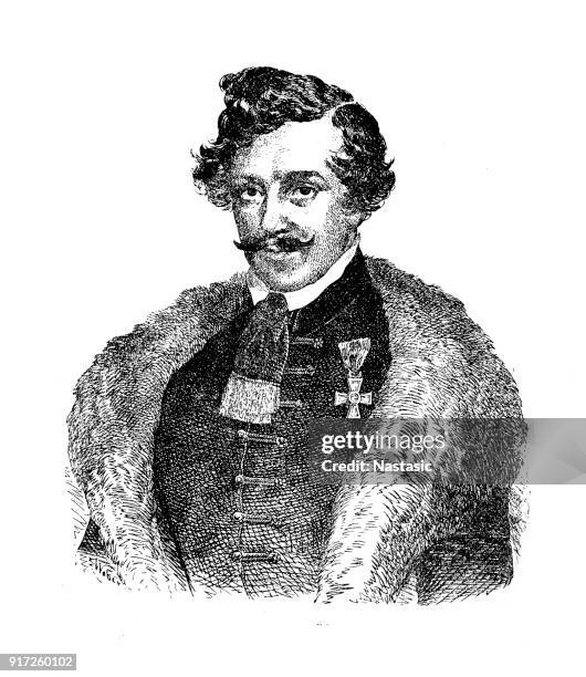 samuel josika (1805-1860), hungarian statesman - eu parliament stock illustrations
